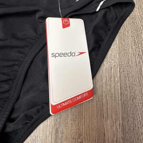 Speedo Men’s Briefs Sz 36 Black Endurance NWT White Logo DZ - Picture 3 of 6