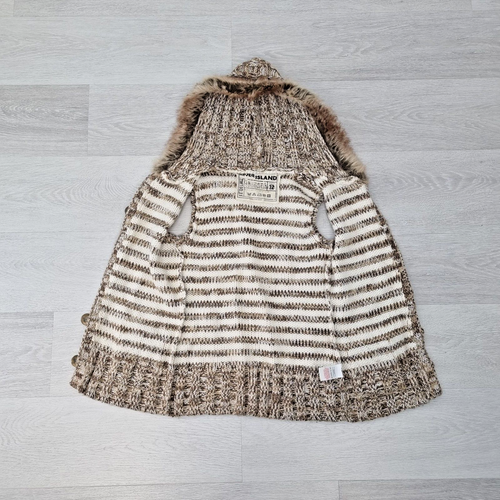 River Island Womens Wool Blend Cable Knit Brown & Cream Vest With Hood Size 12 - Picture 9 of 19