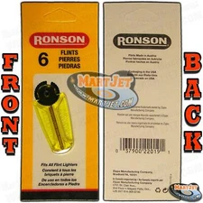 6 RONSON Lighter Flints Genuine Replacement w/ Dispenser Spark Stones fits Zippo