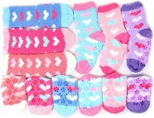Girls Cozy Fluffy Fuzzy Socks 6 Pairs Anti Slip Warm Winter 18M - 4T