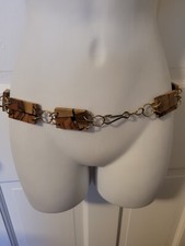 Vintage Wood And Gold Tone Waist Belt