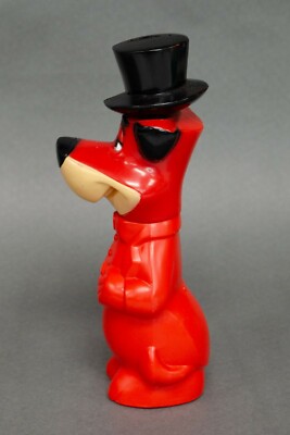 Huckleberry Hound Red Plastic Bank with Black Hat, Vintage