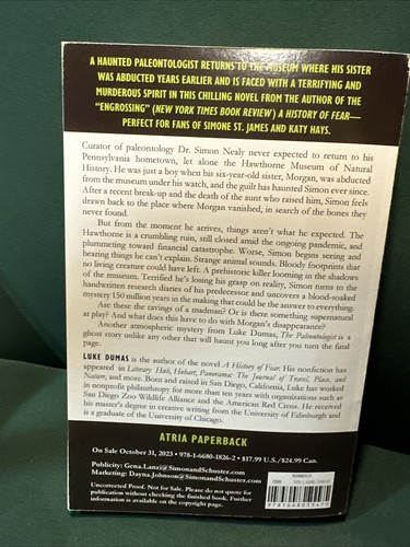 The Paleontologist by Luke Dumas Advance Reader’s Edition Uncorrected - Picture 2 of 2