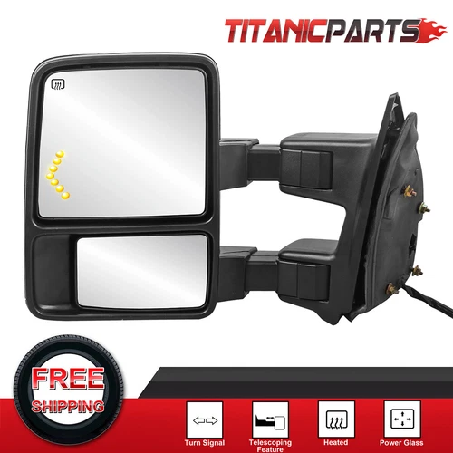 Driver Side Tow Mirror For 08-16 Ford Super Duty F250 F350 Power Adusted Glass
