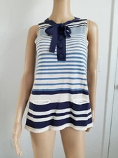 Blue Striped Button Down Knit Top from JS