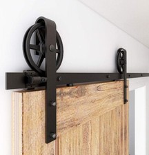 CCJH 4FT-20FT Steel Sliding Barn Door Hardware Closet Track Kit for 1/2 WoodDoor