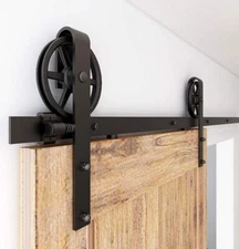 CCJH 4FT-20FT Steel Sliding Barn Door Hardware Closet Track Kit for 1/2 WoodDoor