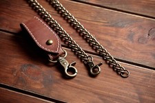 20" Leash Metal Chain Men's Strong Biker Trucker Wallet Jean W/ Holder Key Chain