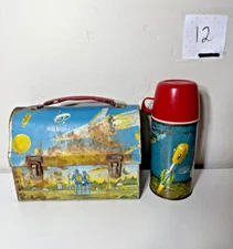 Rare Vintage 1960 Space Rocket Astro UFO Metal Lunchbox American Thermos USA