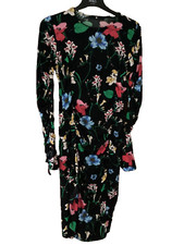 black floral bodycon ruched dress size 12 V by Very