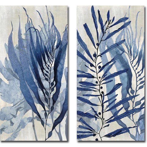 Sea Nature in Blue by Melonie Miller 2-pc Canvas Giclee Art Set (16 x 8 Ea pc) - 第 1/1 張圖片