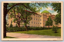Vintage Postcard VA Portsmouth United States Naval Hopsital Linen ~12529