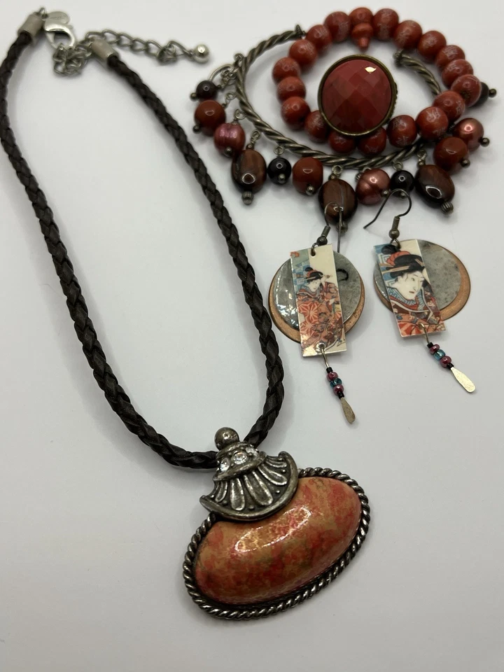 Brazalete con cable de plata esterlina granate ojo de tigre rojo Carolyn Pollack Relios Foto 3 de 4