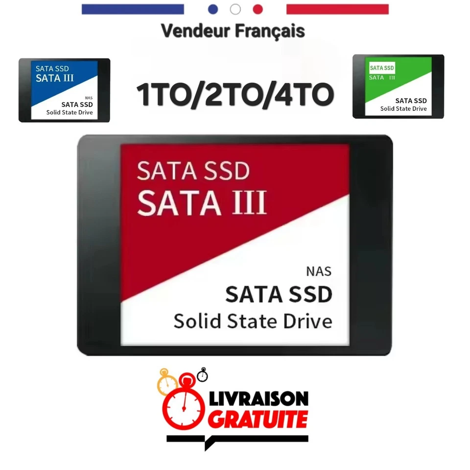 Disque dur SSD SATA III 2.5 pouce Solid State Drive 4TB pour pc portable fixe