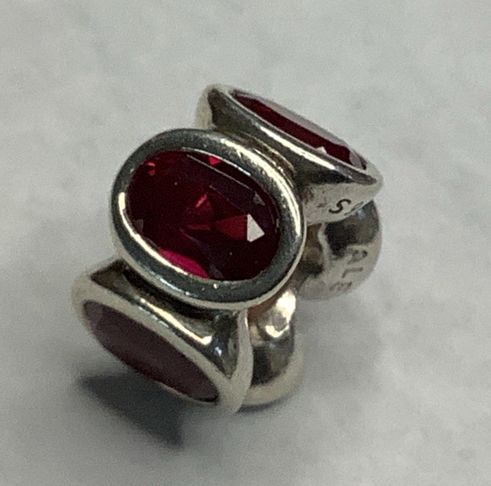 Pandora Authentic SS Oval Lights With Ruby Colore… - image 1