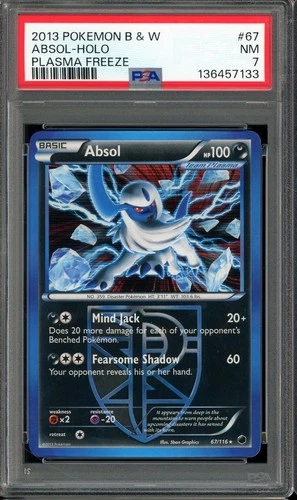 2013 POKEMON BLACK & WHITE #67 ABSOL HOLO NM PSA 7 PLASMA FREEZE
