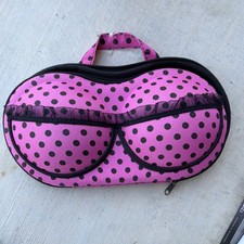 Pink Polka Dot Hard Shell Bra Travel Case Lig...
