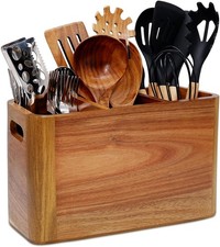 Wooden Kitchen Utensil Holder Organizer for Counter or Countertop, Large Wood...