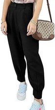 High Waist Women's Trousers Casual Business Loose Fit Ankle Pants Slim Tapered L