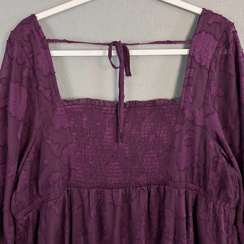 Torrid Womens Mini Clip Floral Square Neck Tiered Dress Size 3X Winter Bloom NWT - Image 4 of 4