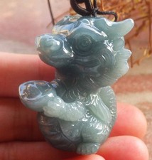 Video Certified Green 100 Natural A Jade jadeite Pendant Dragon 719005 AS