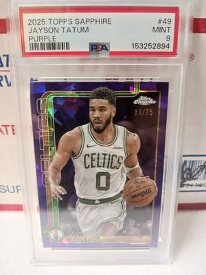 2025 topps chrome Jayson Tatum Sapphire Purple PSA 9. 11/75 Pop3