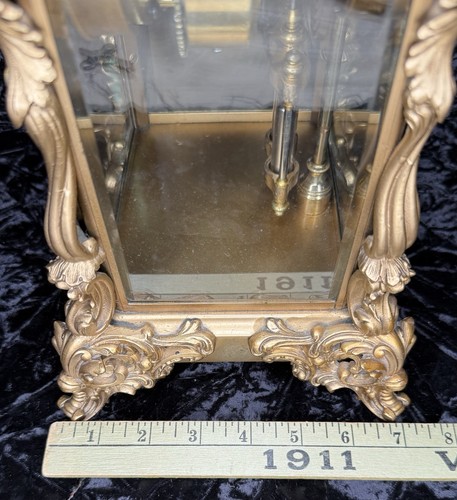 Antique Ansonia Marchioness Open Escapement Gold Guilded Crystal Regulator Clock - Picture 19 of 19