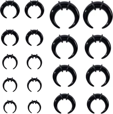 18Pcs Septum Stretching Kit 14G-00G - Pincher C Shape Buffalo Piercing Kit with