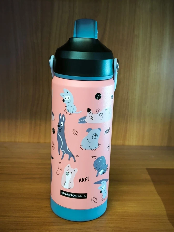 BORRACCIA ACCIAIO INOX 304 BOTTLE CAT O DOG CARTOMANIA ANIMAL SKETCH Foto 3 de 4