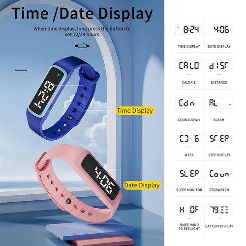 No Bluetooth No APP Fitness Watch Pedometer Calorie Counter Vibrate Alarm Act... - 第 6/7 張圖片