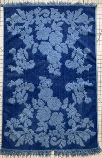 Vintage Cannon Monticello Bath Towel Blue Jacquard Fringe