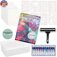 Reusable Gel Printing Plate Kit- 8" X 10" Gel Plate with Acrylic Paint, Printing