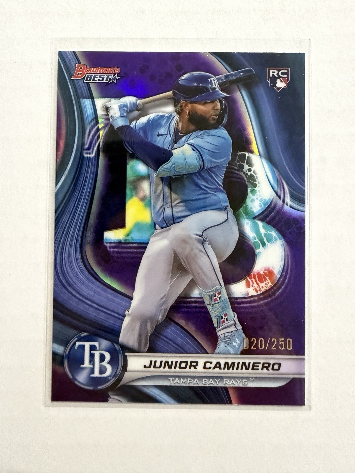 Junior Caminero 2024 Bowman's Best #62 Purple Refractors /250 RC Rays