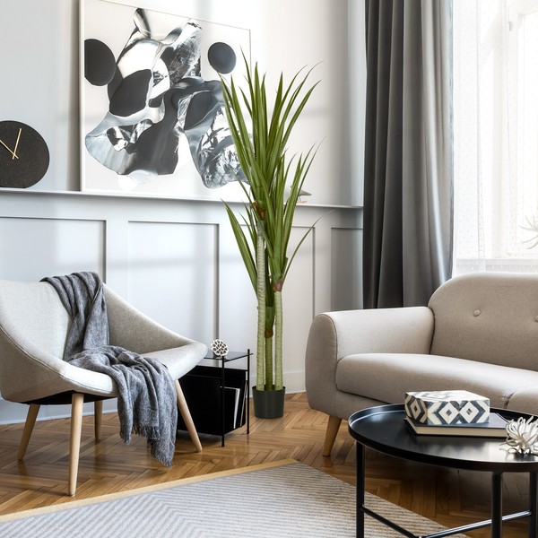 Homcom KüNstliche Yucca Groß 190Cm Kunstpflanze, KüNstliche Pflanze Im Topf-image