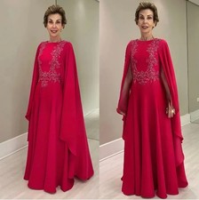 Elegant Mother of the Bride Gowns Rose Jewelled Neck Shawl Beaded Custom Evening