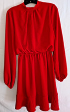 143 Story Red A-Line Dress Women’s M Tie-Back Neck Elastic Waist Date Night USA