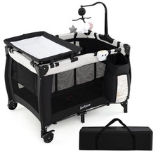 Cuna De Bebe Para Junto Cama Plegable Portatil Con y Juguetes Giratoria