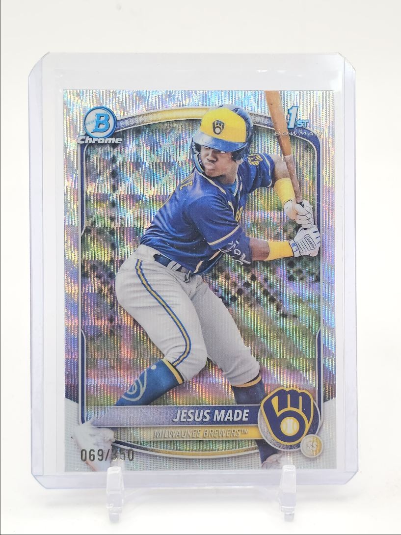 JESUS MADE 2025 BOWMAN CHROME 1ST WAVE REFRACTOR BREWERS /350 Q4482