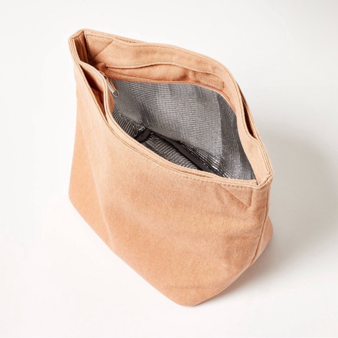 Figmint Terracotta Cotton Shell Insulated Liner Zippered Lunch Tote Bag-2 colors