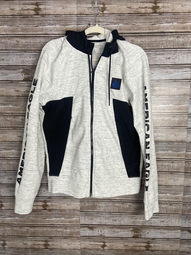 American Eagle Flex Mens Full Zip Up Hoodie Jacket Sz M Grey, Zip Pockets Comfy - Picture 2 of 16