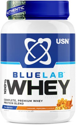 USN BlueLab Whey Protein, 908 g Dose, Caramel Popcorn