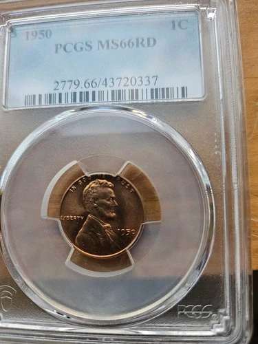 1950 LINCOLN CENT WHEAT PENNY PCGS MS66 RD