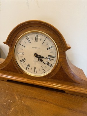 Howard Miller Oak Mantel Clock Dual Chime Burton Model 635-106