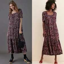 Anthropologie Maeve Midi Dress Lisabetta medium MP Boho Peplum