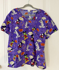 Disney Brand Womens Mickey Mouse Halloween Scrub Top Size 3x Purple Spooky Fun
