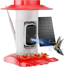 Hummingbird Feeder with Camera Outdoor,  Hanging Bird Feeder with Ant Moat & Bee