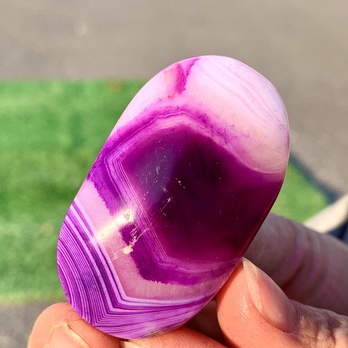44G Natural purple striped agate crystal oval-shaped quartz healing - Picture 5 of 20