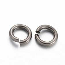100 pcs Gunmetal Open Jump Rings   6mm x 1mm   18 Gauge 1mm thick 
