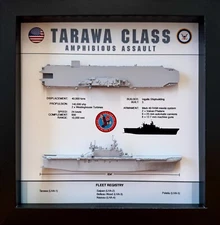 Tarawa Class Amphibious Assault Vessel, Memorial Display Shadow Box, 9" x 9"