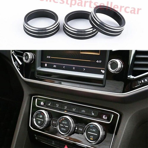 For VW Atlas 2018-2023 Black Alloy Center Console AC Switch Knob Ring Trim 3PCS - Picture 1 of 8